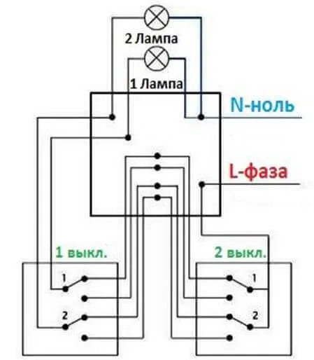 Как сделать двойной выключатель на одну лампочку
