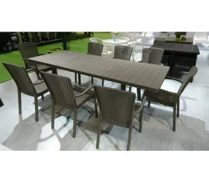 Стол обеденный пластиковый раздвижной Transformer (бежевый)