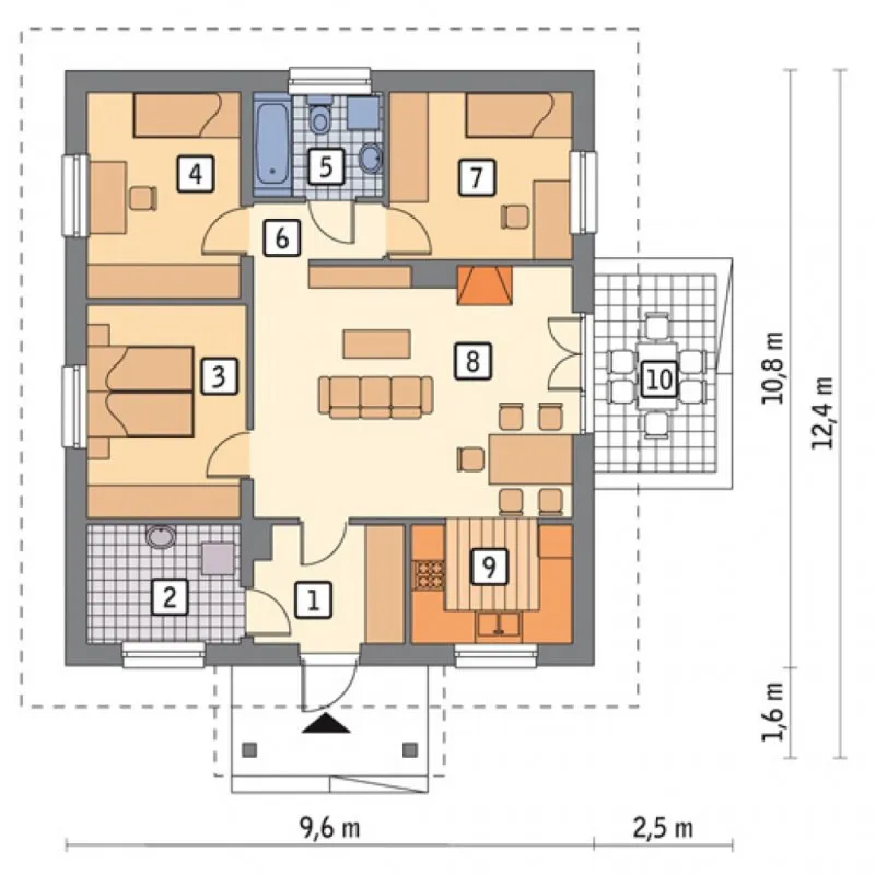 Одноэтажный дом 140м2 планировка