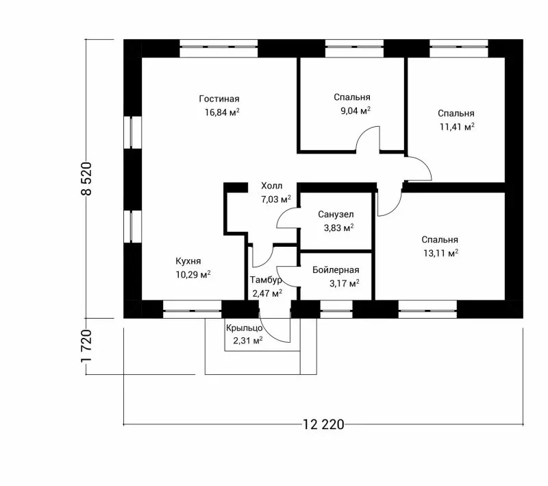 Дом 80 м2 одноэтажный планировка
