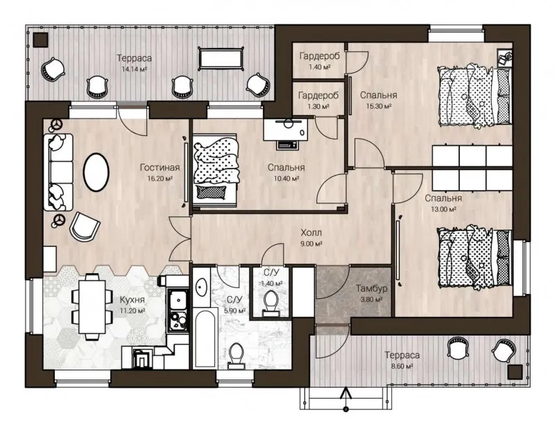 Типовые проекты одноэтажных домов до 150 кв.м