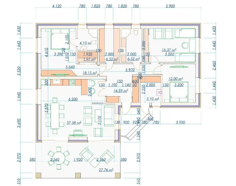 Планировки одноэтажных домов 100 кв.м 100