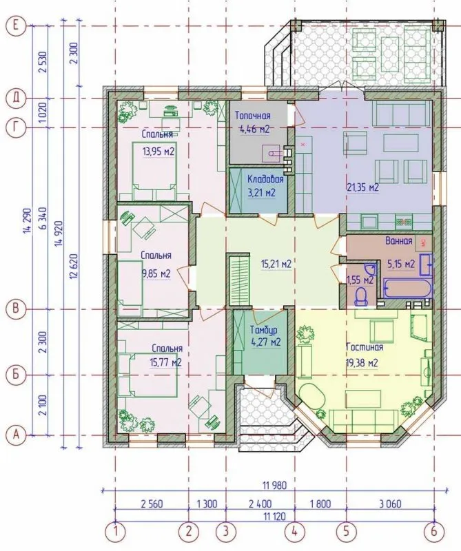 Планировка одноэтажного жилого дома