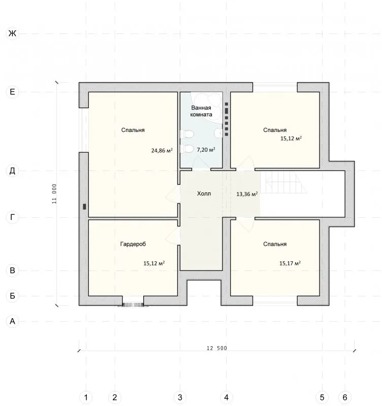 Проект 1 этажного дома с 4 спальнями