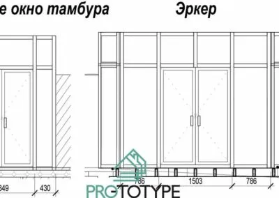 Подробное чертежи-схемы витража эркера дома