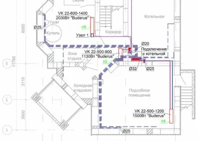 Схема разводки труб отопления по потолку частного дома