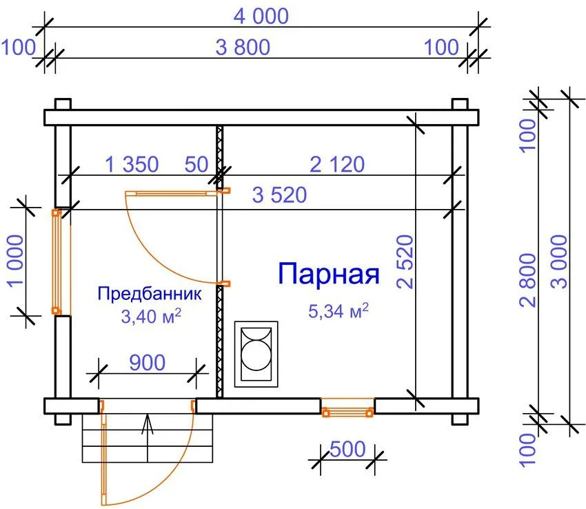 каркасная баня своими руками чертеж 4 на 3 м ? Инструкция по строительству каркасной бани своими руками