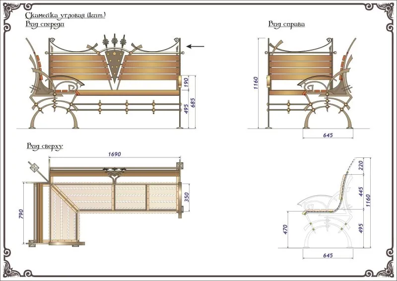 Чертеж кровати 1800х2000