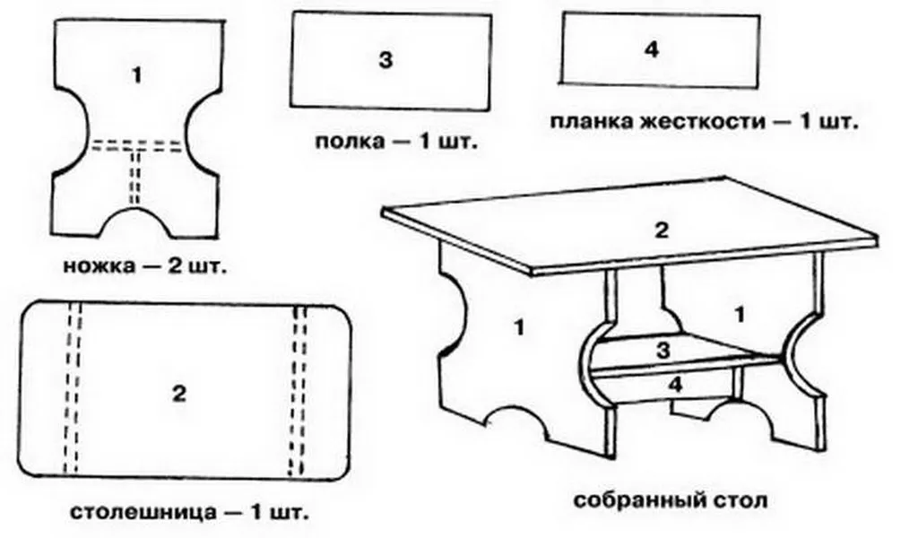 Чертеж стола из картона