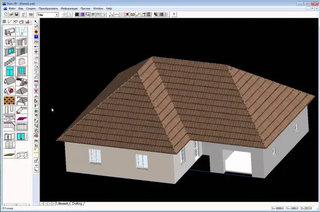 Интерфейс программы Дом-3D