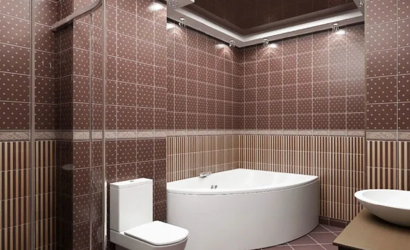 Креативное оформление ванной комнаты плиткой в прямой укладке