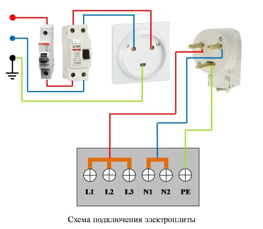 На фото представлена схема подключения электрической печи к сети 220В