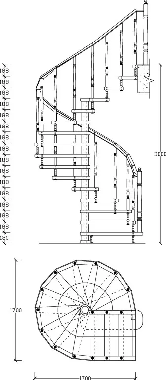 чертеж винтовой лестницы