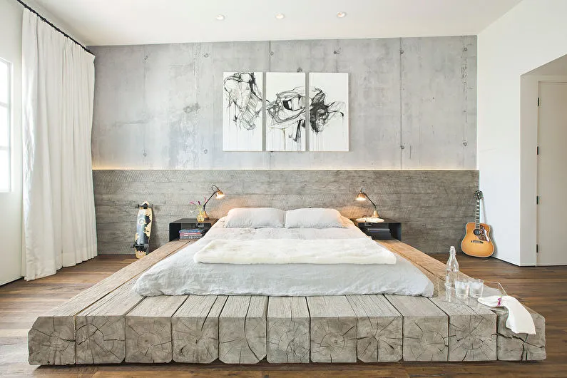 Дизайн спальни в стиле лофт - Декор и текстиль