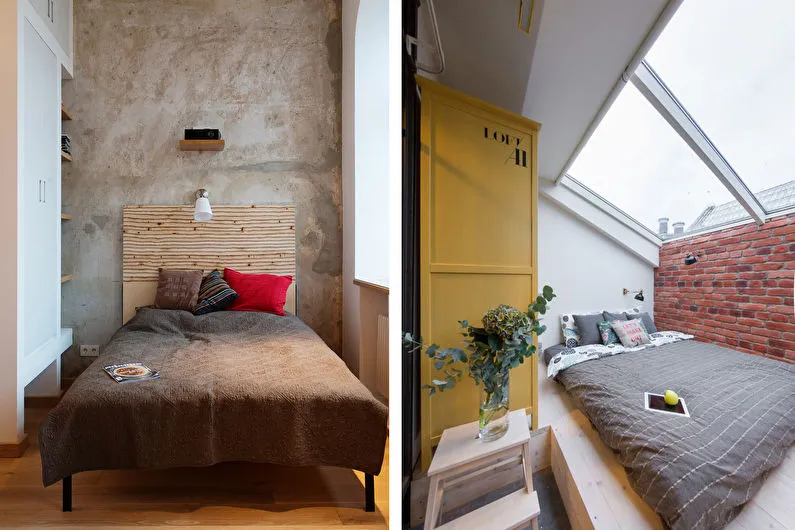 Маленькая спальня в стиле лофт - Дизайн интерьера