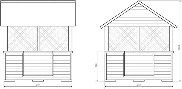 Перед строительством нужно сделать чертеж основного вида беседки 3 на 3 на листе бумаги