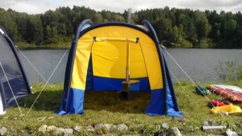 палатка баня с печкой для туризма 3
