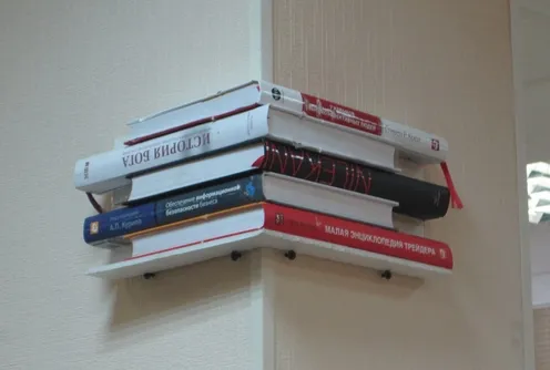 Угол стены из книжек под природный камень