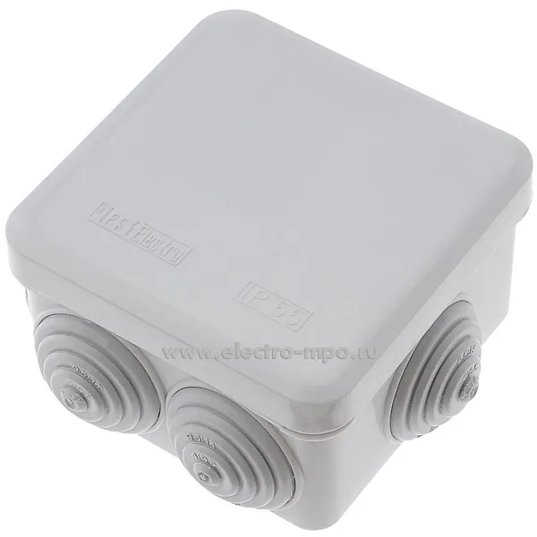 К1634. Коробка РЕ120065 распаечная пластиковая с сальниками 65х65х40мм IP55 серая (Пласт Электро)