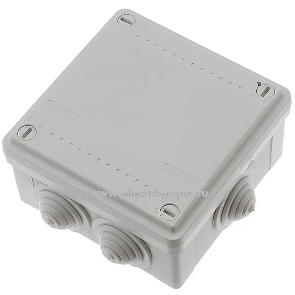 К1678. Коробка 53801 распаечная пластиковая с сальниками 100х100х50мм IP55 серая (ДКС)