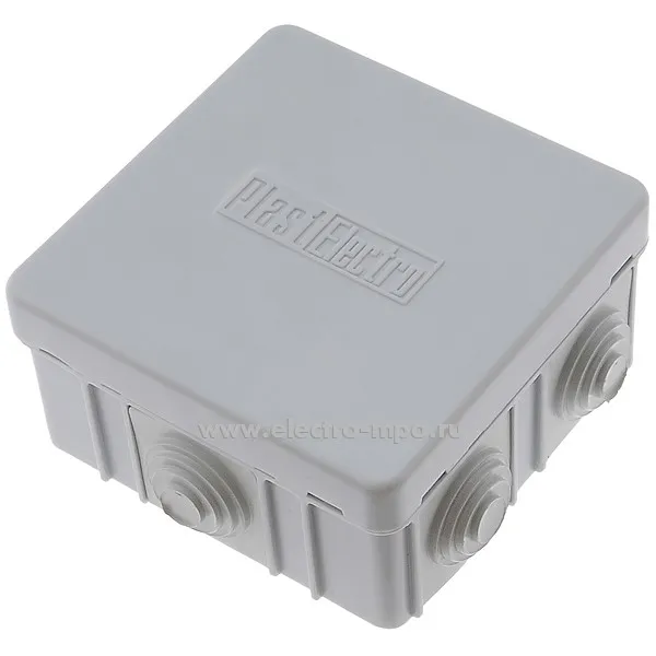 К1643. Коробка РЕ120008 распаечная пластиковая с сальниками 85х85х40мм IP54 серая (Пласт Электро)