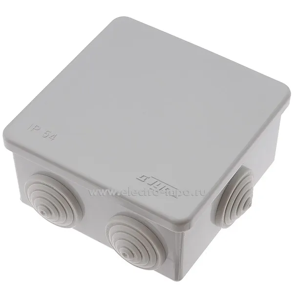 К1641. Коробка Тусо 67040 распаечная пластиковая с сальниками 85х85х40мм IP54 серая (Рувинил Москва)