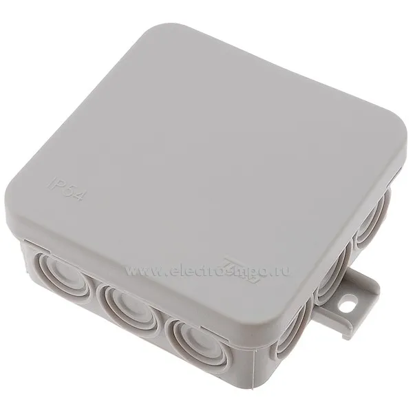 К1679. Коробка Тусо 67093 распаечная пластиковая с мембранами 85х85х35мм IP54 серая (Рувинил Москва)