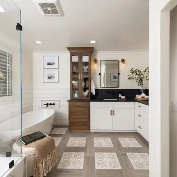 Porcelain Flooring with Inset Design in Ladera Ranch Bathroom Renovation