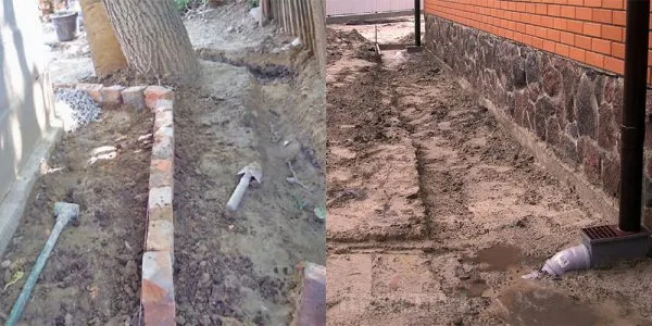 Копка траншеи для отмостки