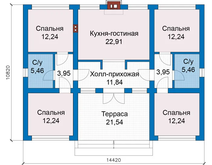 Планировка первого этажа :: Проект дома из газобетона 81-09