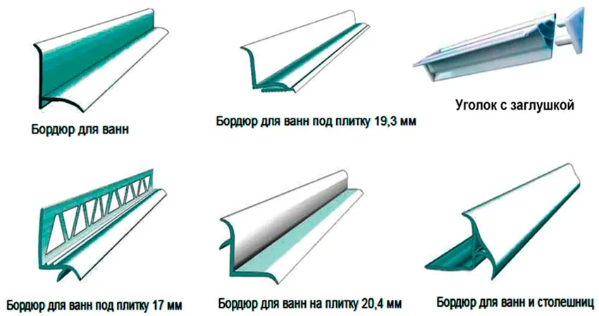 Рынок предлагает большой выбор бордюров для ванной, они делятся на жесткие и самоклеящиеся
