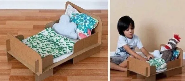Можно сделать такую кровать из картона за нескольк