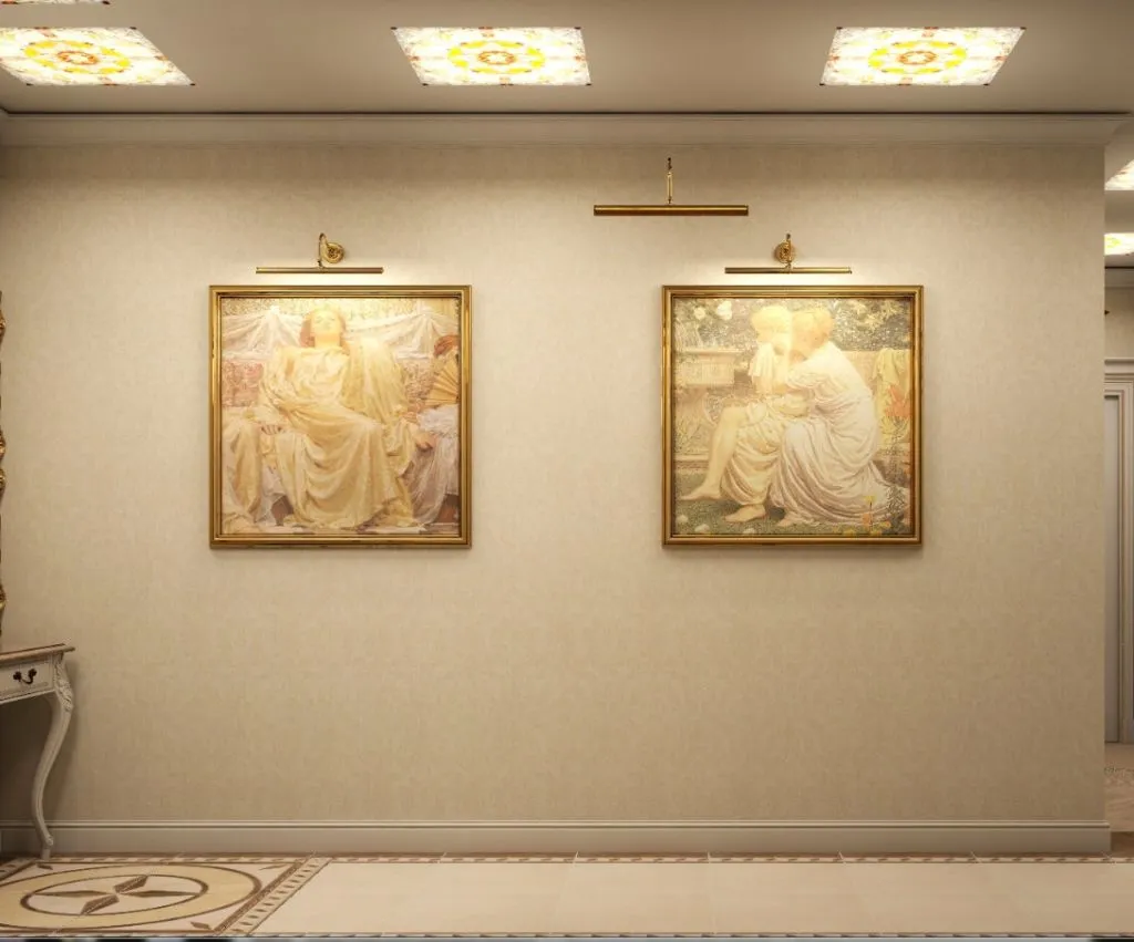 Правильное освещение стен или потолка сделает картины более привлекательными