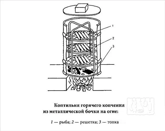 Фото схемы коптильни горячего копчения