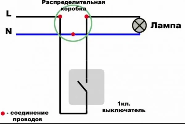 Схема подключения выключателя