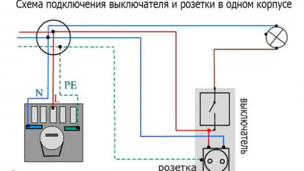 Подключение выключателя и розетки