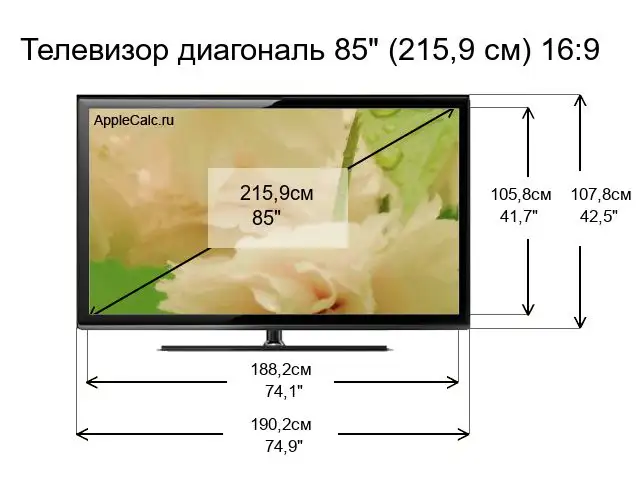 Размер телевизора 85 дюймов в