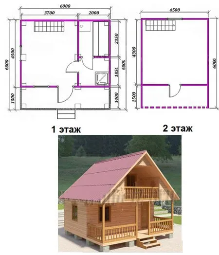 каркасная двухэтажная баня