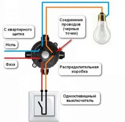 Схема подключения выключателя света Схема монтажа