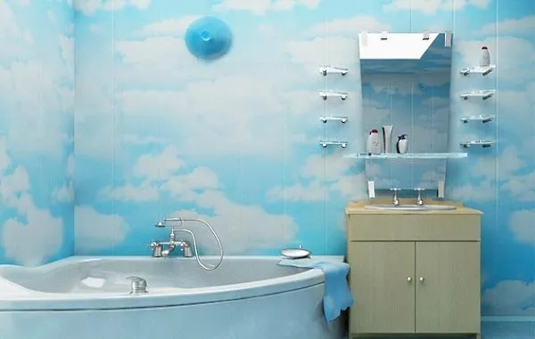 Вода пластику не страшна, так что его легко можно использовать для облицовки стен ванной