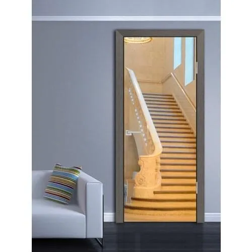 Декоративная наклейка на входную дверь, стену или холодильник «Элегантная лестница», самоклеющаяся, единым полотном
