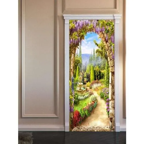 Декоративная наклейка на входную дверь, стену или холодильник «Каменная арка», самоклеющаяся, единым полотном