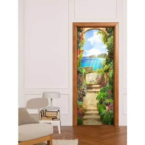 Декоративная наклейка на входную дверь, стену или холодильник «Арка в солнечный день», самоклеющаяся, единым полотном
