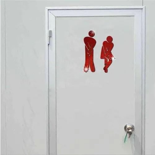 Туалет дверь украшения знак входа в туалет наклейки для туалета и ванной, сделай сам, 3D зеркальной дверью стикеры домашнего офиса отеля Soild Цвет