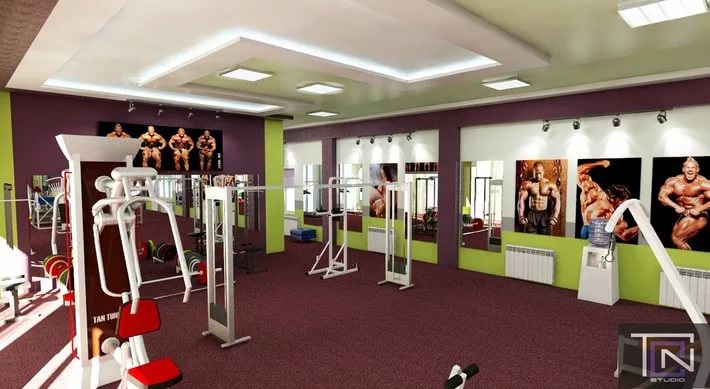 Дизайн интерьера спортзала: правила