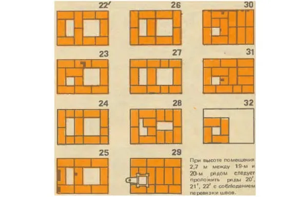 Порядовка кладки печи с 23 по 31 ряд