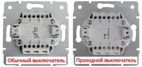 Обозначение клемм на тыльной стороне выключателей