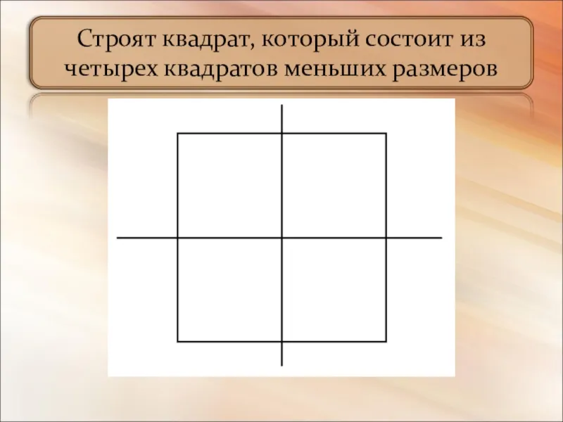 Строят квадрат, который состоит из четырех квадратов меньших размеров