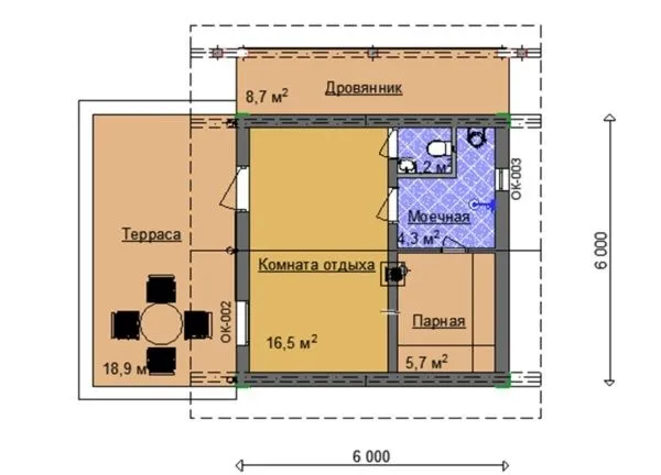 Проект бани из газоблоков