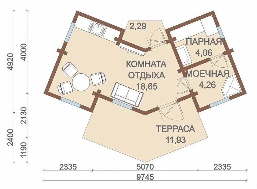 размеры бани на 4 человека